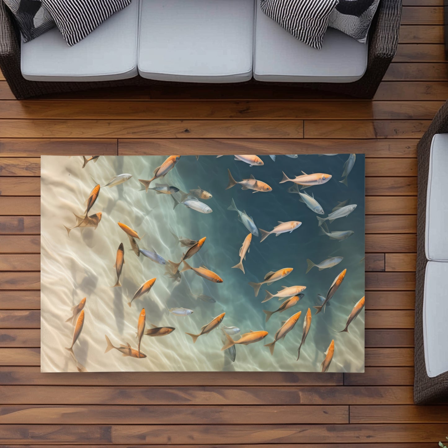Away from the sand - Turquoise Outdoor Area Rug for Home Decor