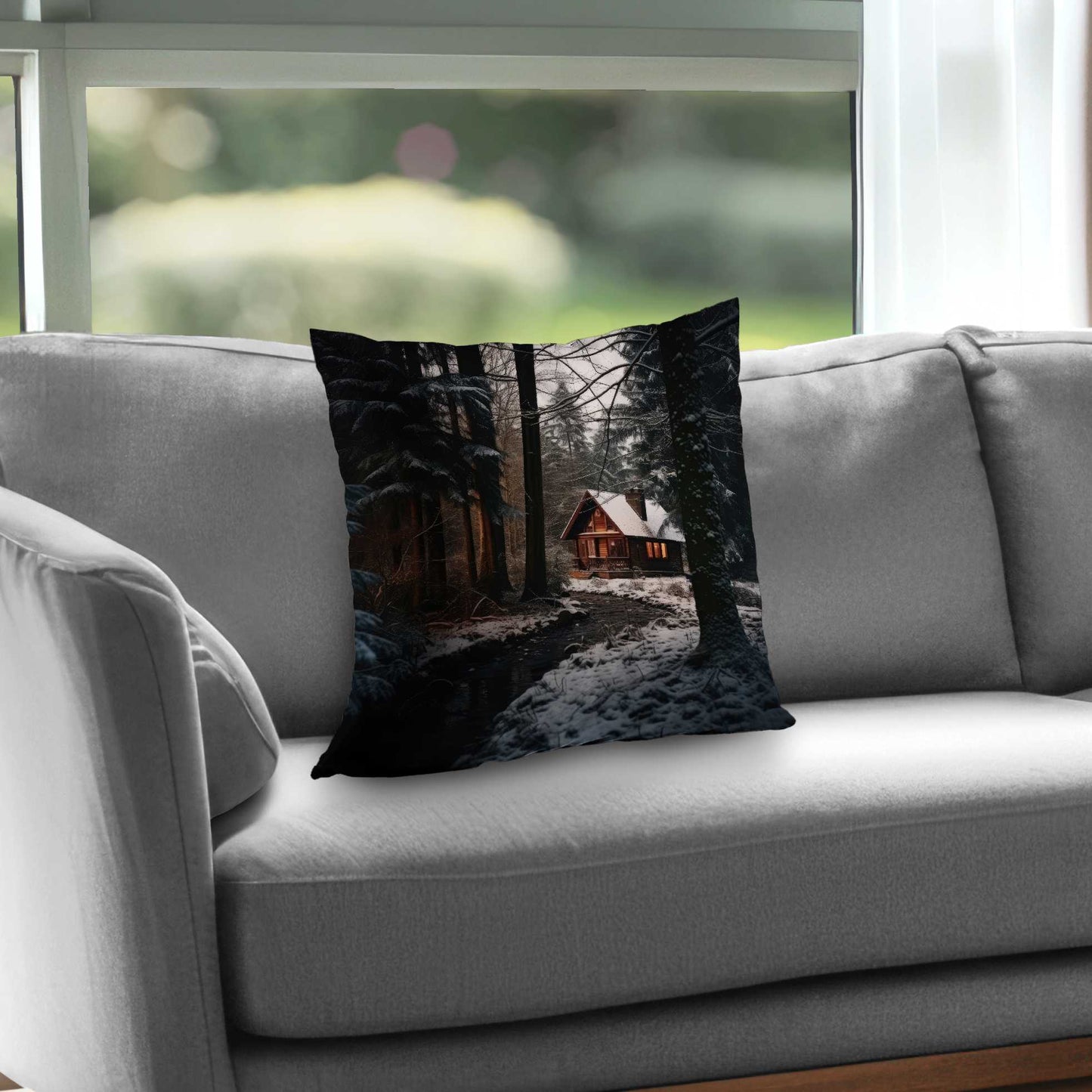 Coussin décoratif en sergé de polyester « Au bord de la rivière » | Décoration d'intérieur élégante