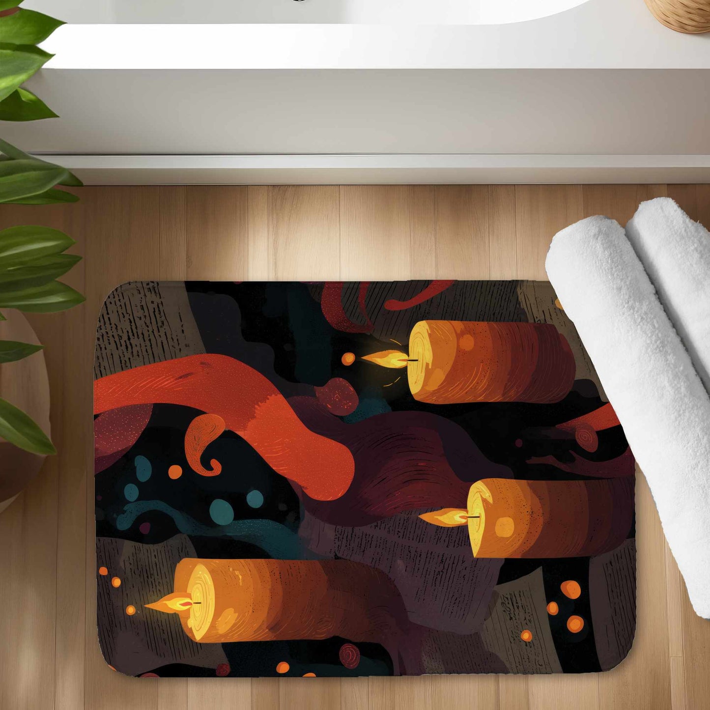 Tapis de bain Chuchotis de flammes | Accent décoratif élégant