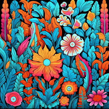 Floral Hues - Turquoise Framed Canvas for Home Decor