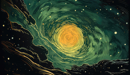 Turmoil in Space - Yellow Indoor/Outdoor Tablecloth for Decor