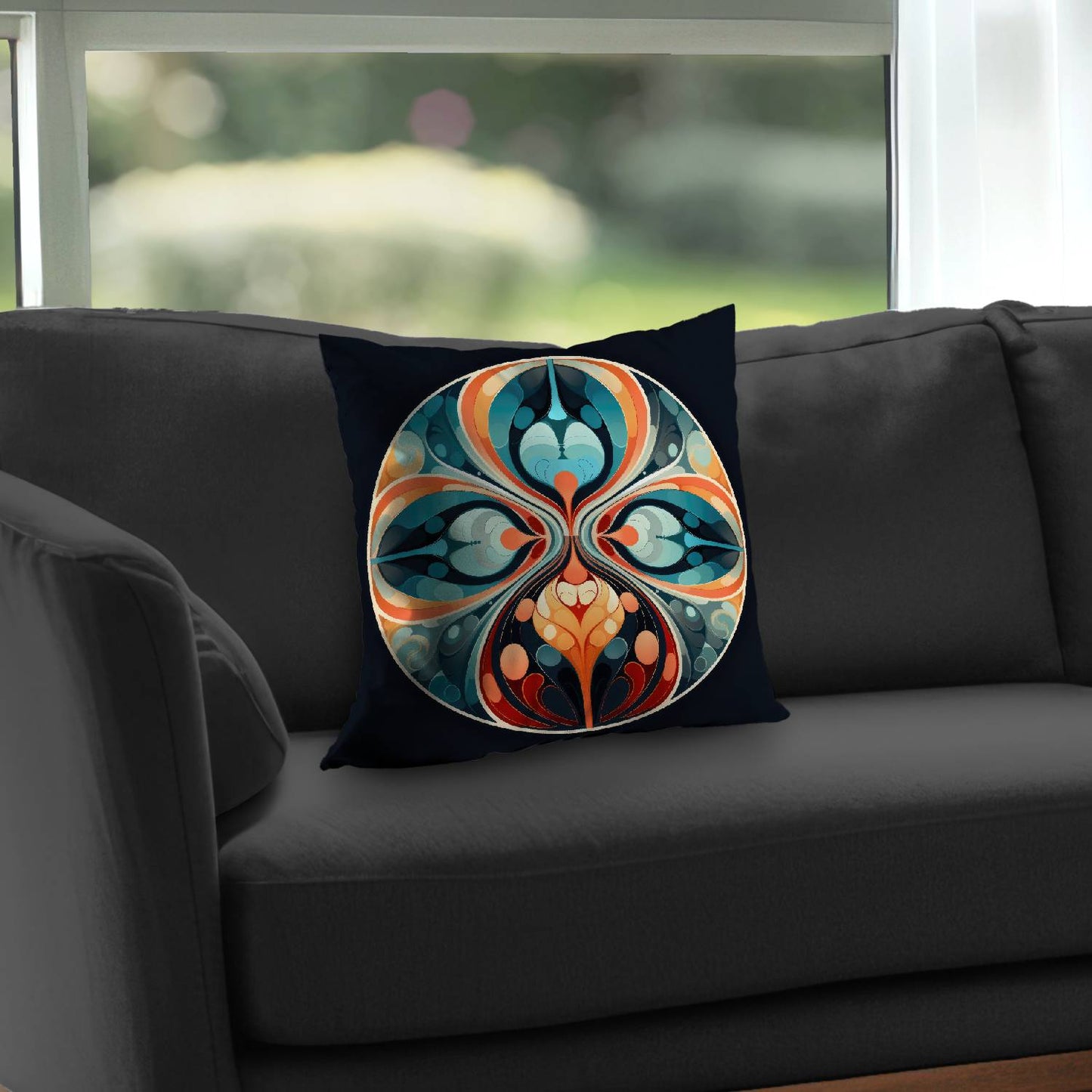 Hues and curves - Throw pillow - Print on demand