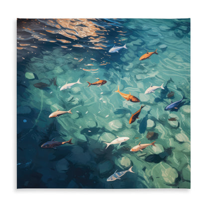 Caustic Fish Beige Indoor Outdoor Tablecloth | Home Decor