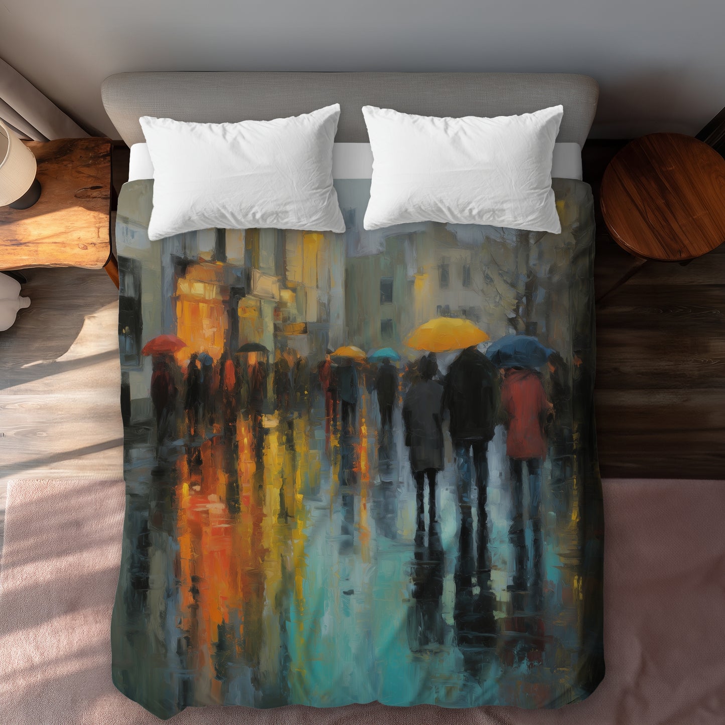 Housse de Couette Jour de Pluie | Linge de Lit Déco Maison Douillette