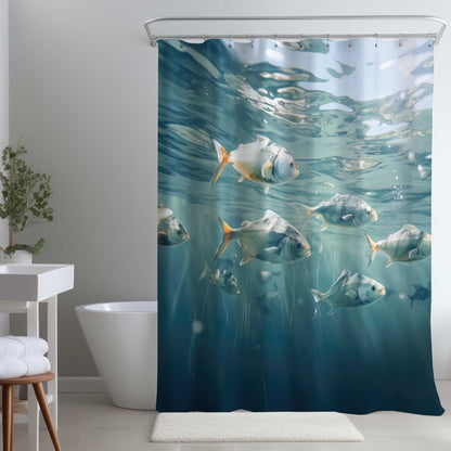 Rideau de douche « Nager en paix » | Décoration d'intérieur relaxante
