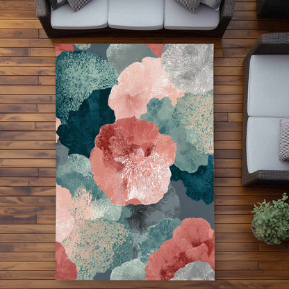 Whispering Coral Blooms Outdoor Rug | Stylish Home Decor