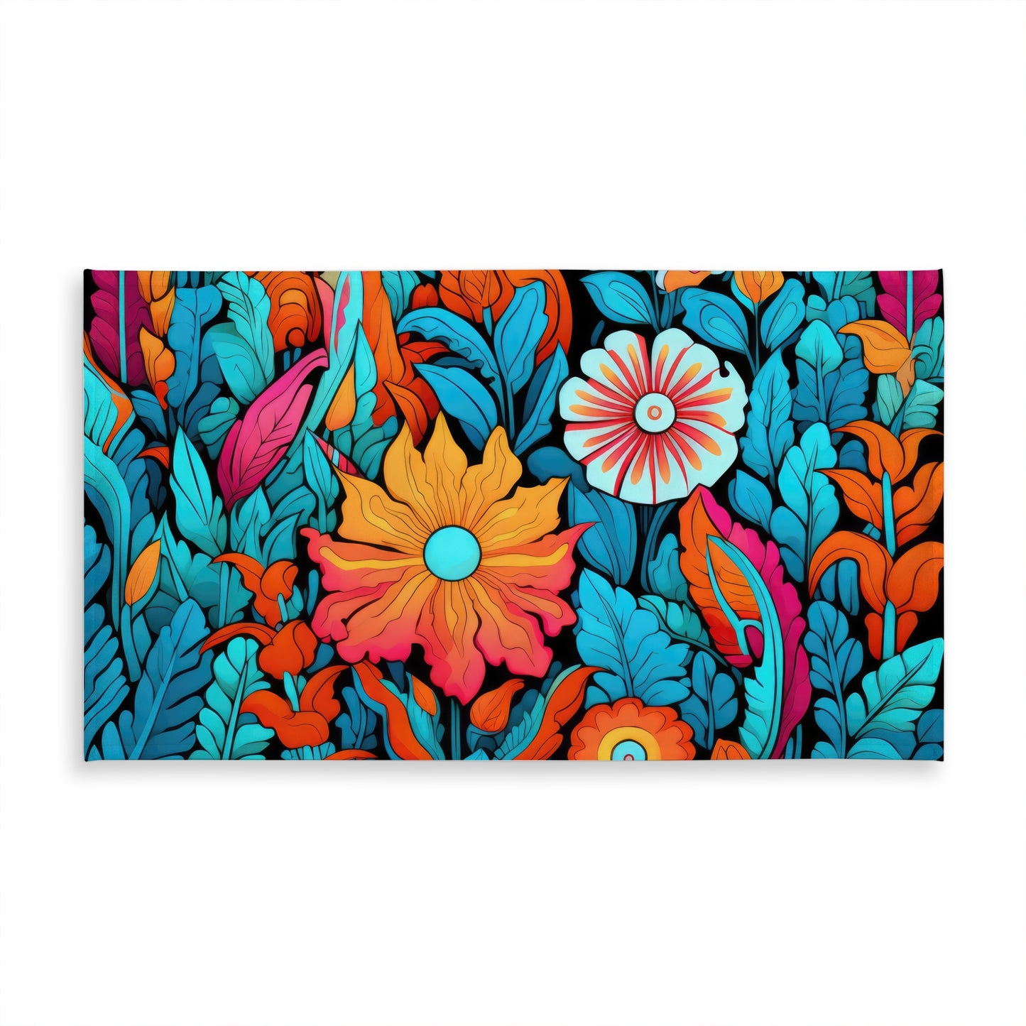 Floral Hues Black Indoor Outdoor Tablecloth for Home Decor