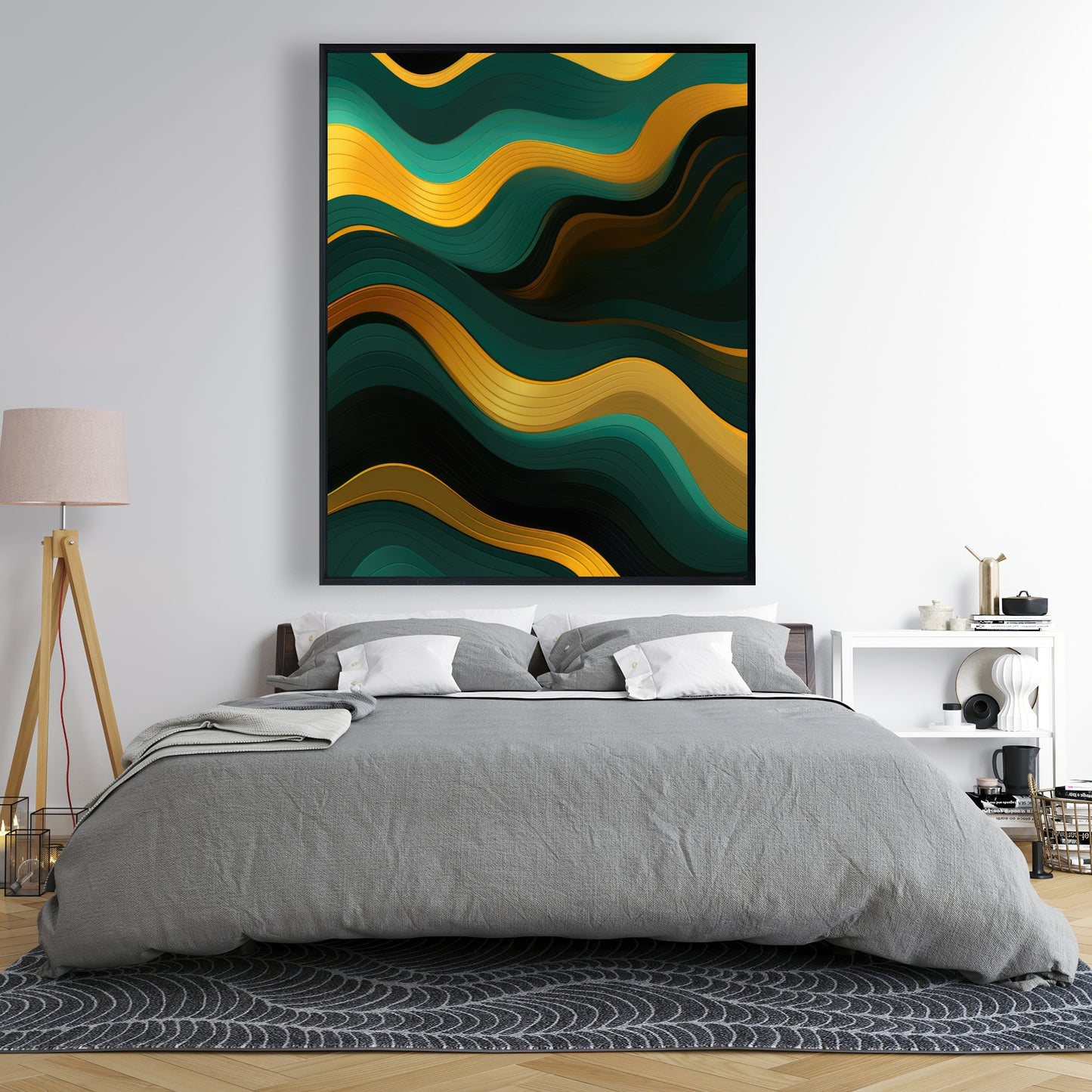 Golden Harmony - Gold Framed Canvas for Elegant Home Decor
