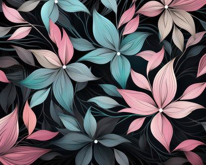 Desaturated Flowers Turquoise Braided Polyester Placemat | Home Decor