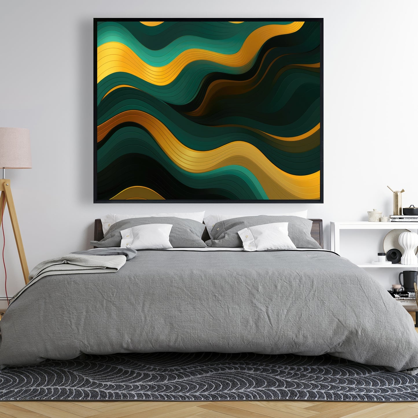 Golden Harmony - Gold Framed Canvas for Elegant Home Decor