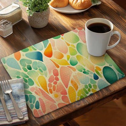 Organic Fruits Turquoise Braided Polyester Placemat | Home Decor