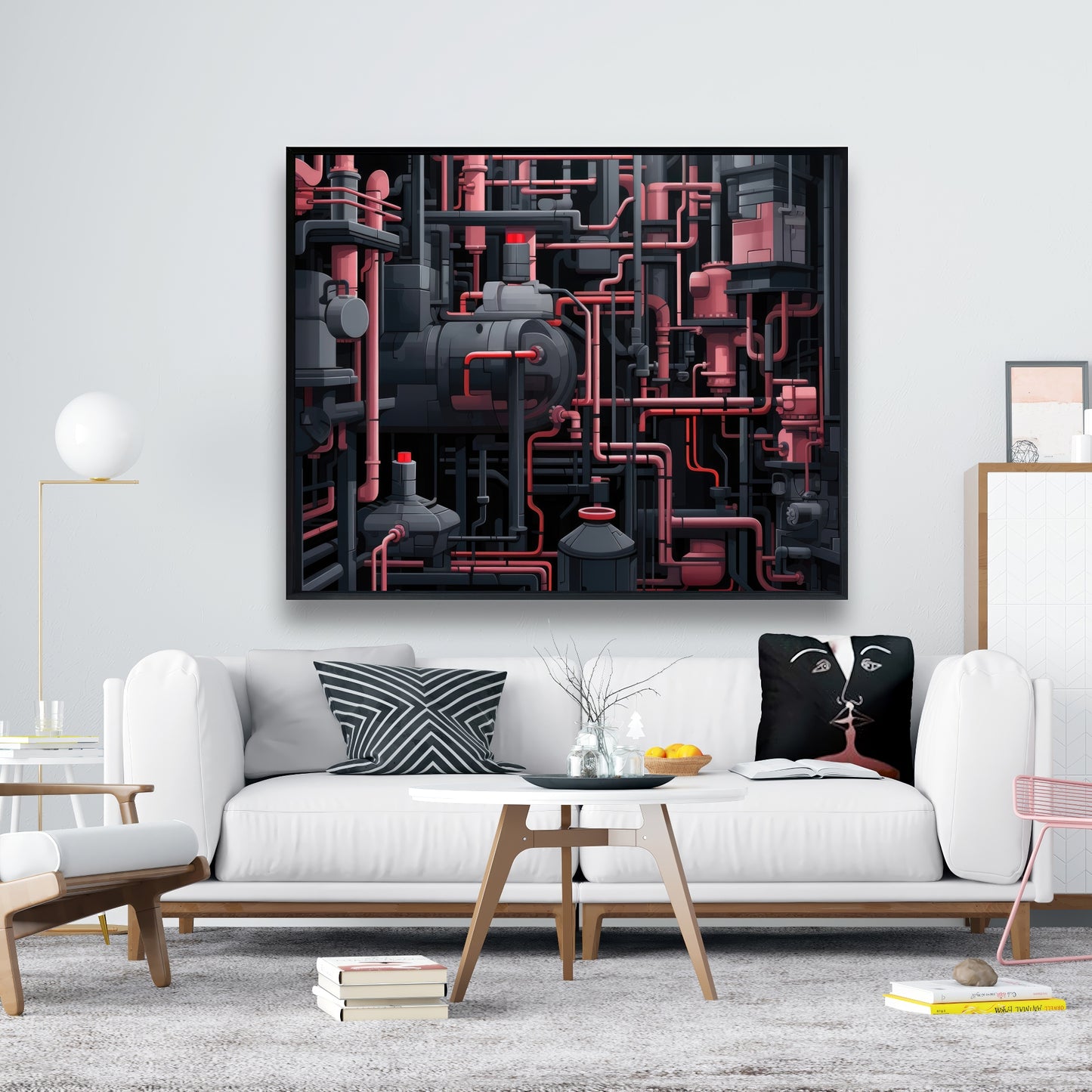 Dark pipes - 36"x36" Framed canvas