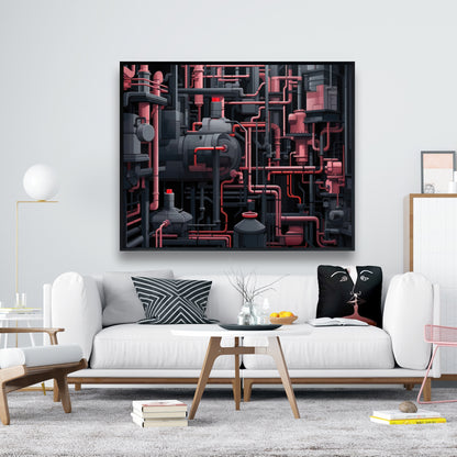 Dark pipes - 36"x36" Framed canvas