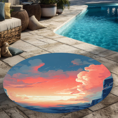 Inspiration Yellow 5' Round Outdoor Area Rug for Home Decor