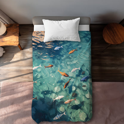 Caustic Fish Turquoise Duvet Cover - Stylish Home Decor