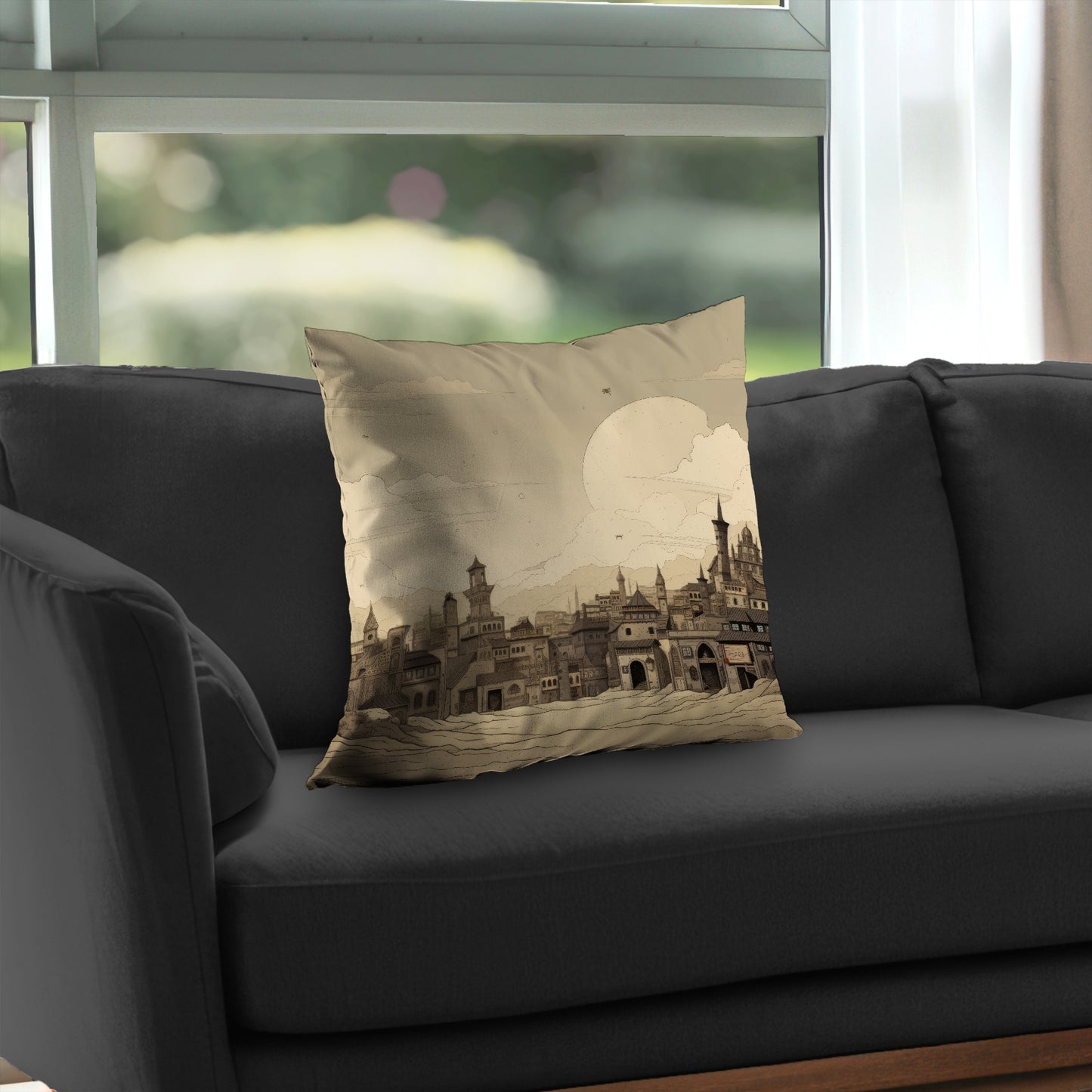 Desert Town Gray Poly Twill Throw Pillow Insert for Home Decor