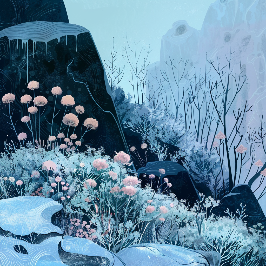 Tapis d'extérieur rond motif givre annuel | Essentiels de la décoration intérieure