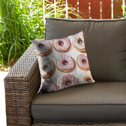 Donuts Poly Twill Throw Pillow - Cozy Home Decor Accent