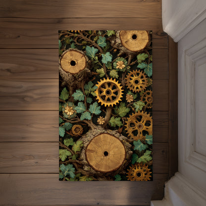 Hiding gears Green Indoor Outdoor Door Mat | Home Decor