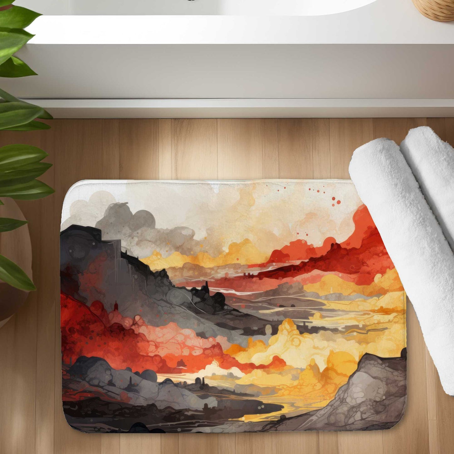 Tapis de bain "Scolding Land" | Tapis élégant pour la décoration de salle de bain
