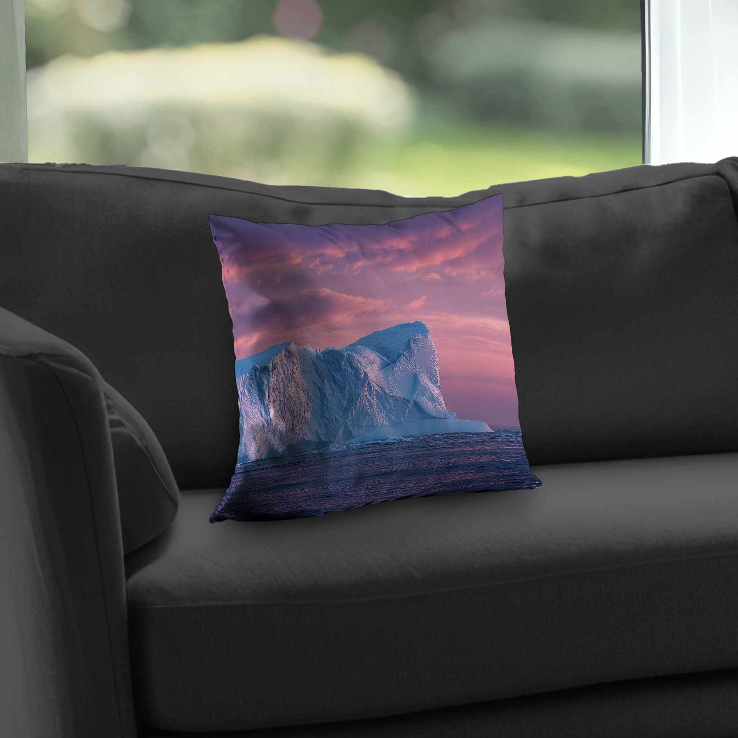 Coussin décoratif en sergé polyester Iceberg au crépuscule | Accessoire de décoration intérieure