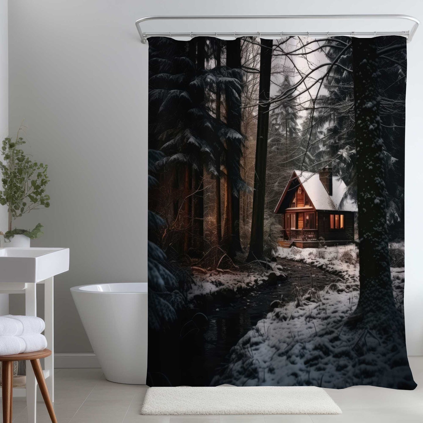 Rideau de douche « Au bord de la rivière » | Accessoire de salle de bain pour la maison