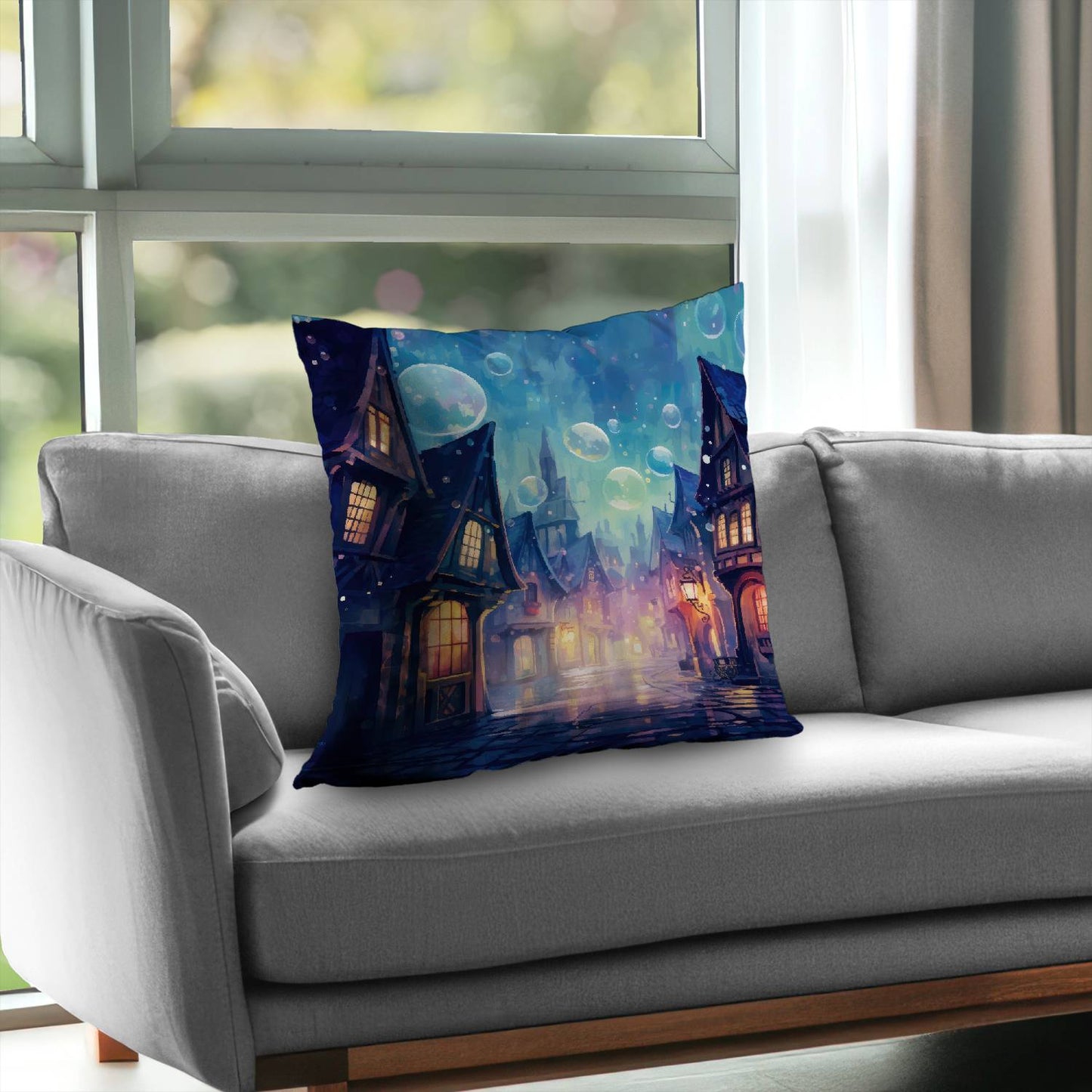 Bubble ville - Throw pillow - Print on demand