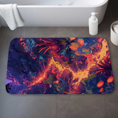 Burning Flowers Bath Mat | Stylish Home Decor Rug