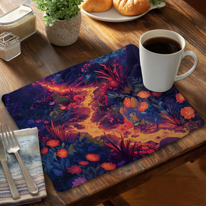 Burning Flowers Braided Polyester Placemat for Home Decor