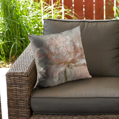 Peony Poly Twill Throw Pillow - Elegant Home Decor Accent