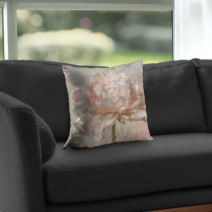 Peony Poly Twill Throw Pillow - Elegant Home Decor Accent