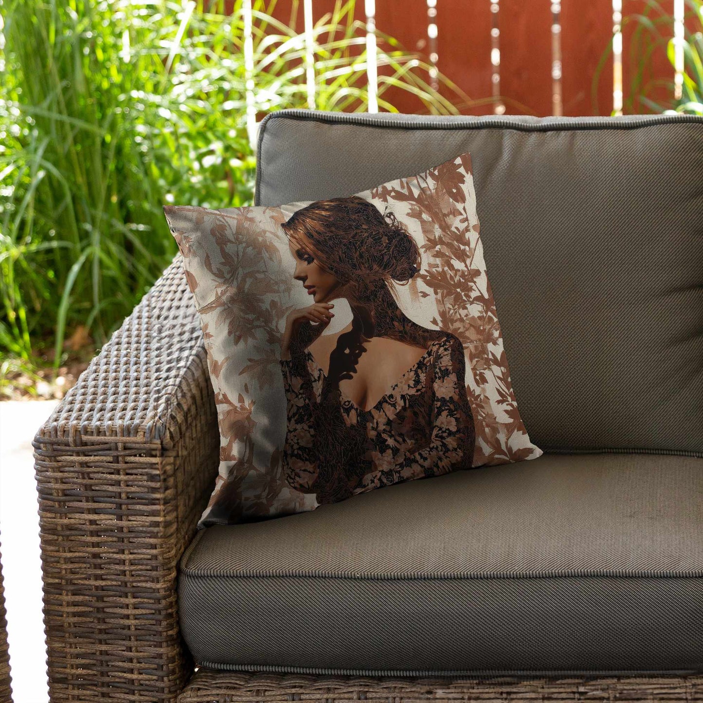 Coussin décoratif Contemplation en sergé de polyester - Décoration élégante pour la maison