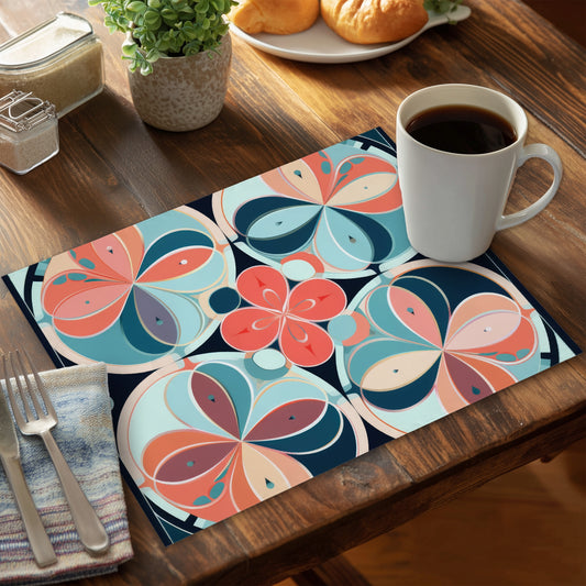 Pastel Mandala Turquoise Polyester Placemat for Home Decor