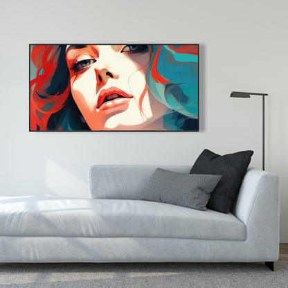 Dangerous Lips - Turquoise Framed Canvas Home Decor Art