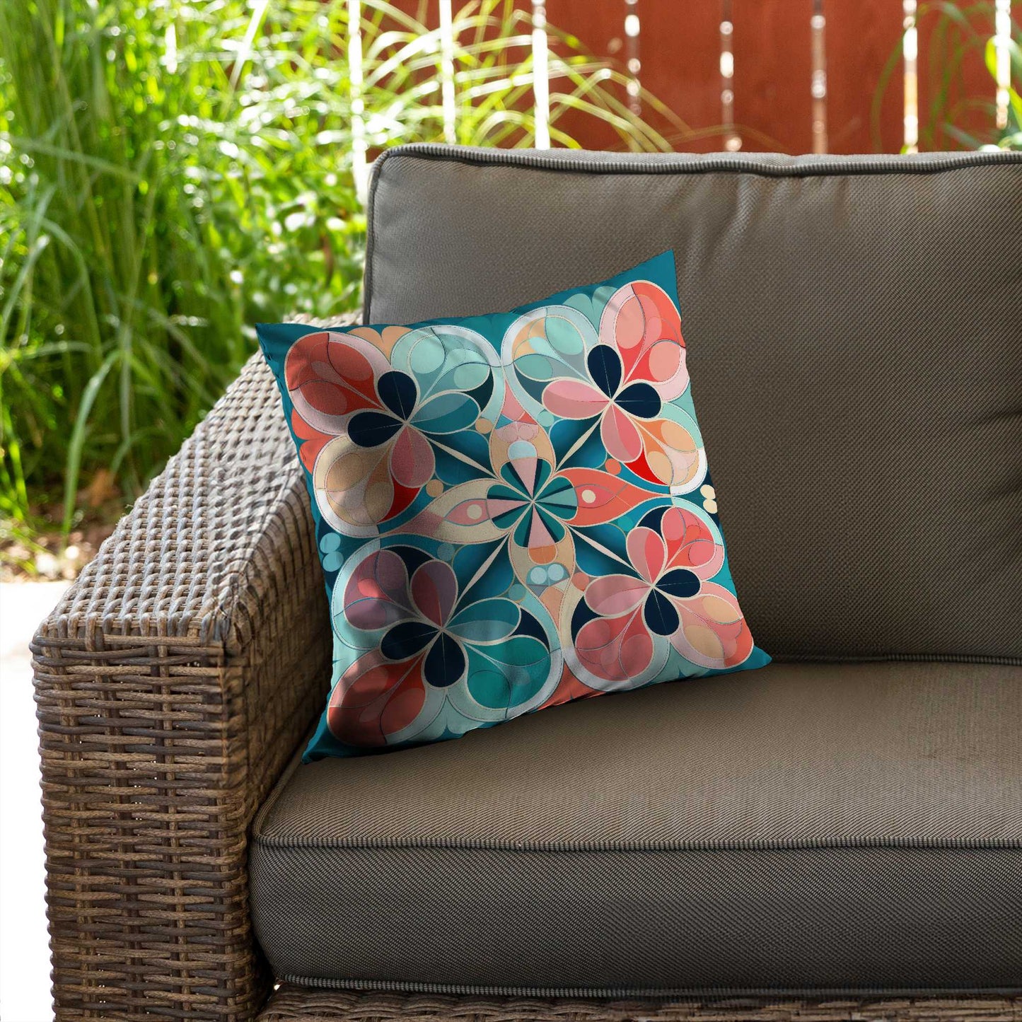 Coussin décoratif Mandala en sergé de polyester - Accessoire de décoration unique pour la maison