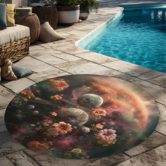 Tapis d'extérieur rond Capturing Light pour la décoration intérieure