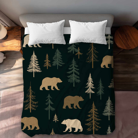 Forest Bear Stroll Duvet Cover | Cozy Home Decor Bedding