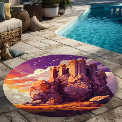 The Last Remains - Purple Round Outdoor Area Rug