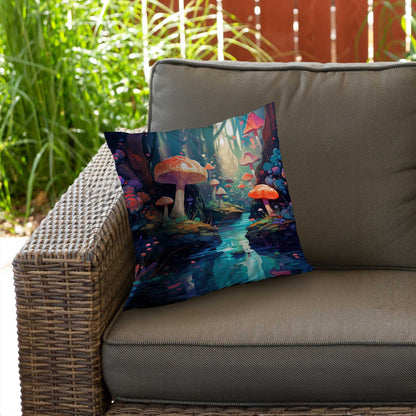 Coussin décoratif en sergé de polyester à motif forêt féerique - Accessoire de décoration intérieure