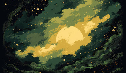 Cloudy Star Yellow Indoor Outdoor Tablecloth for Home Decor