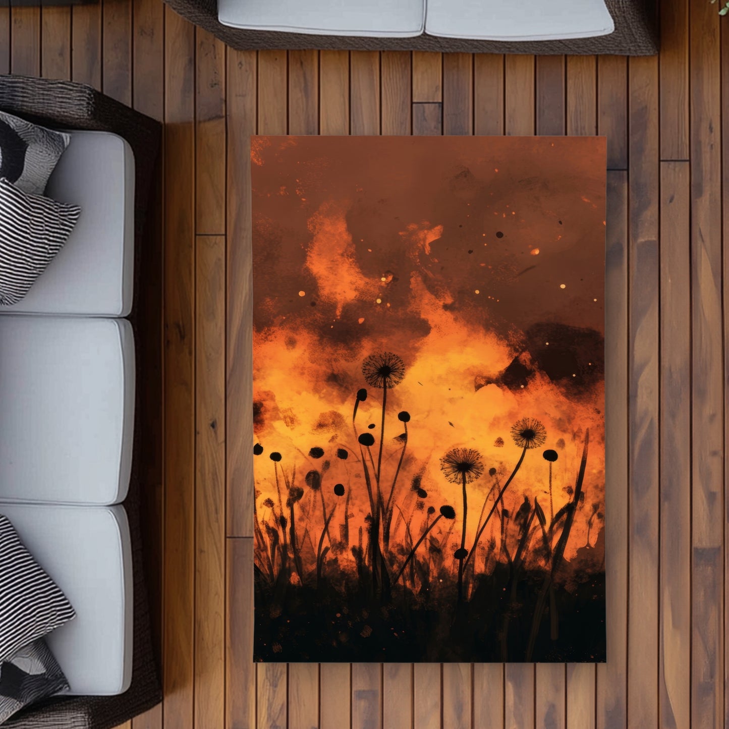 Ablaze Black Outdoor Area Rug - Stylish Home Decor Accent