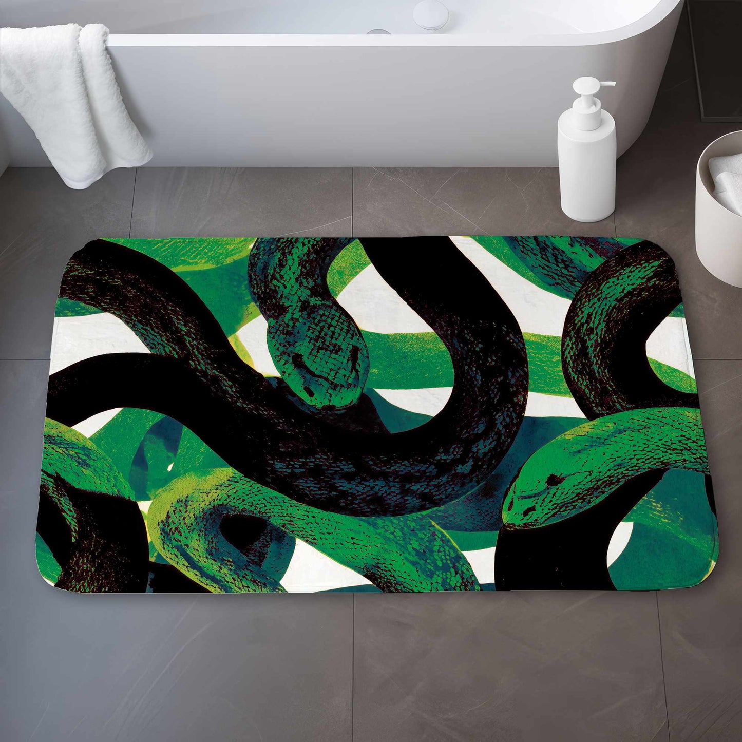 Emerald Coil Dance Bath Mat | Stylish Home Decor Accent