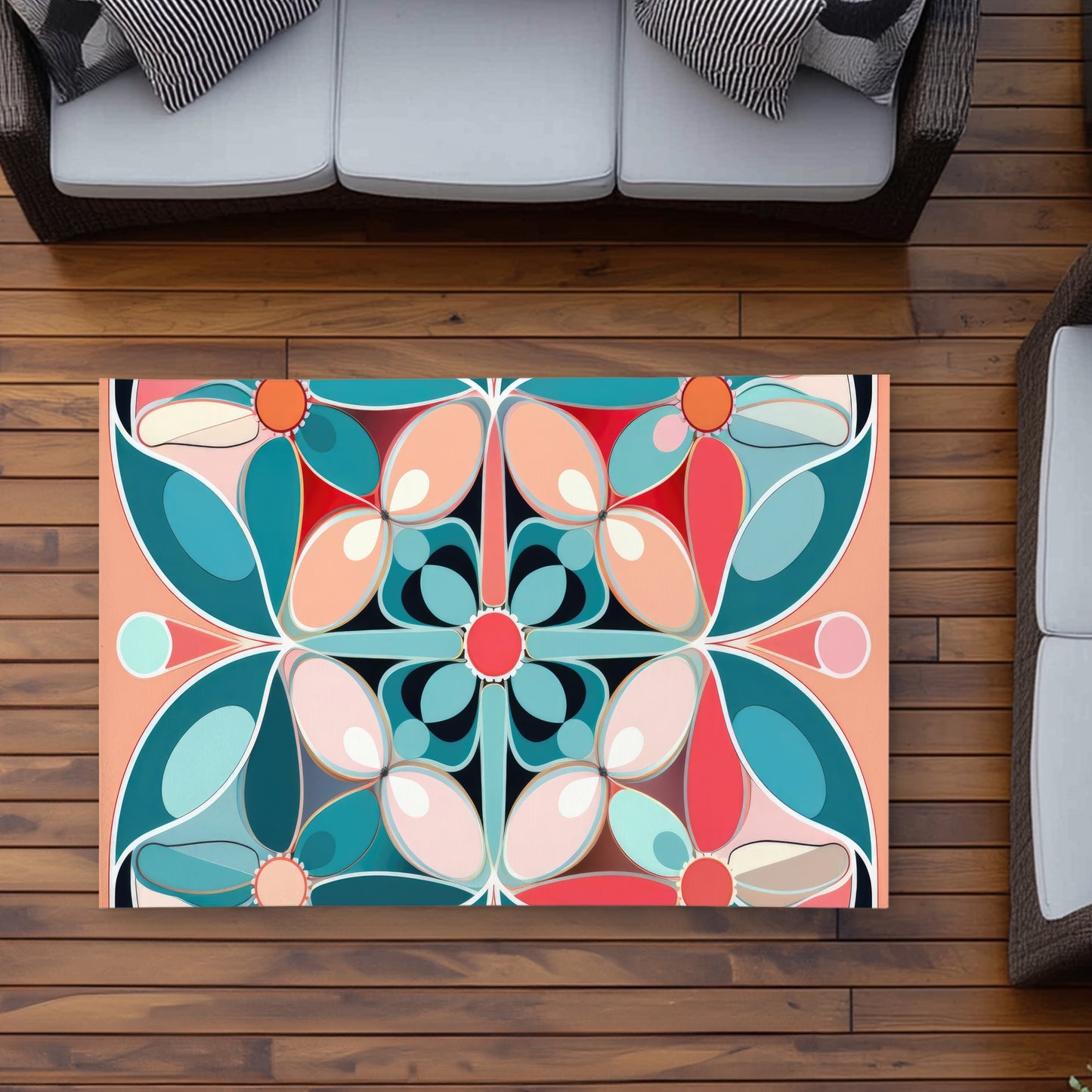 Sweet curves White Outdoor Area Rug for Home Decor | Stylish