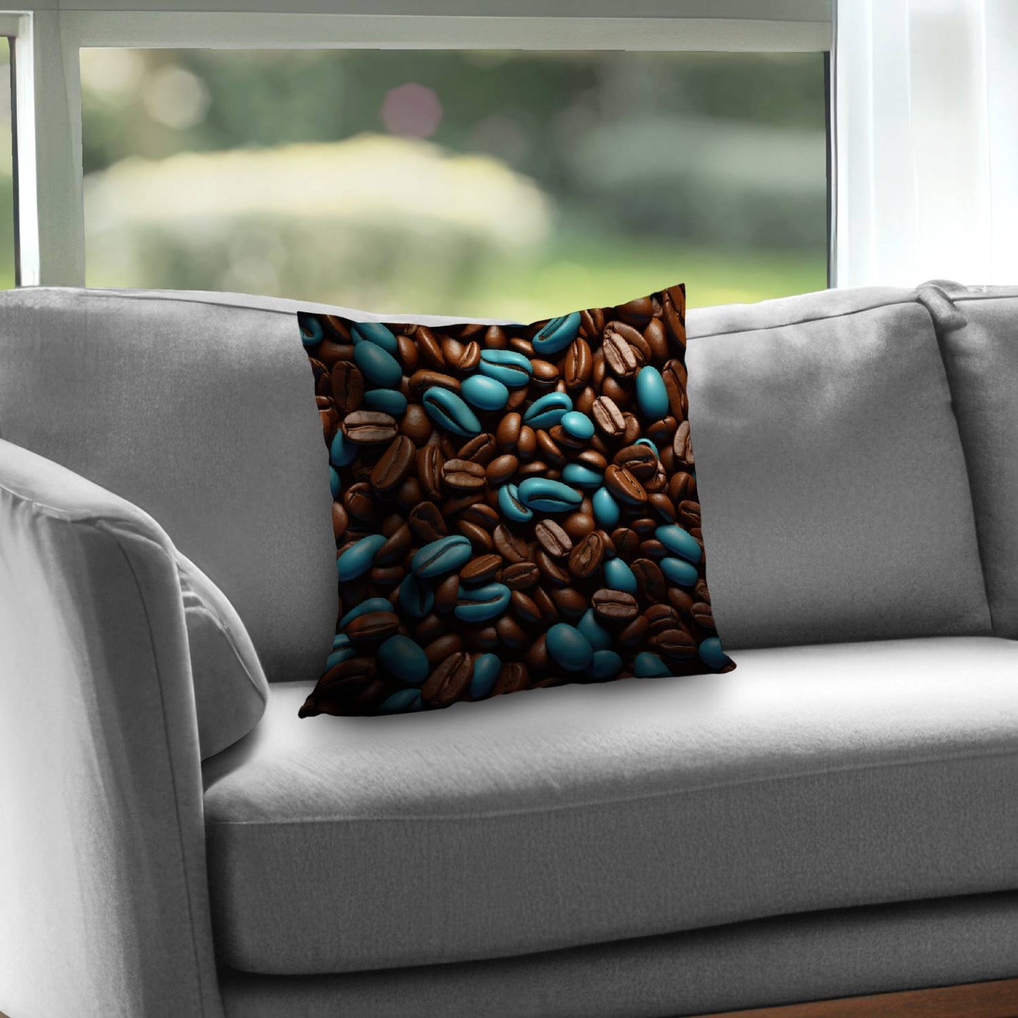 Blue beans - Throw pillow - Print on demand