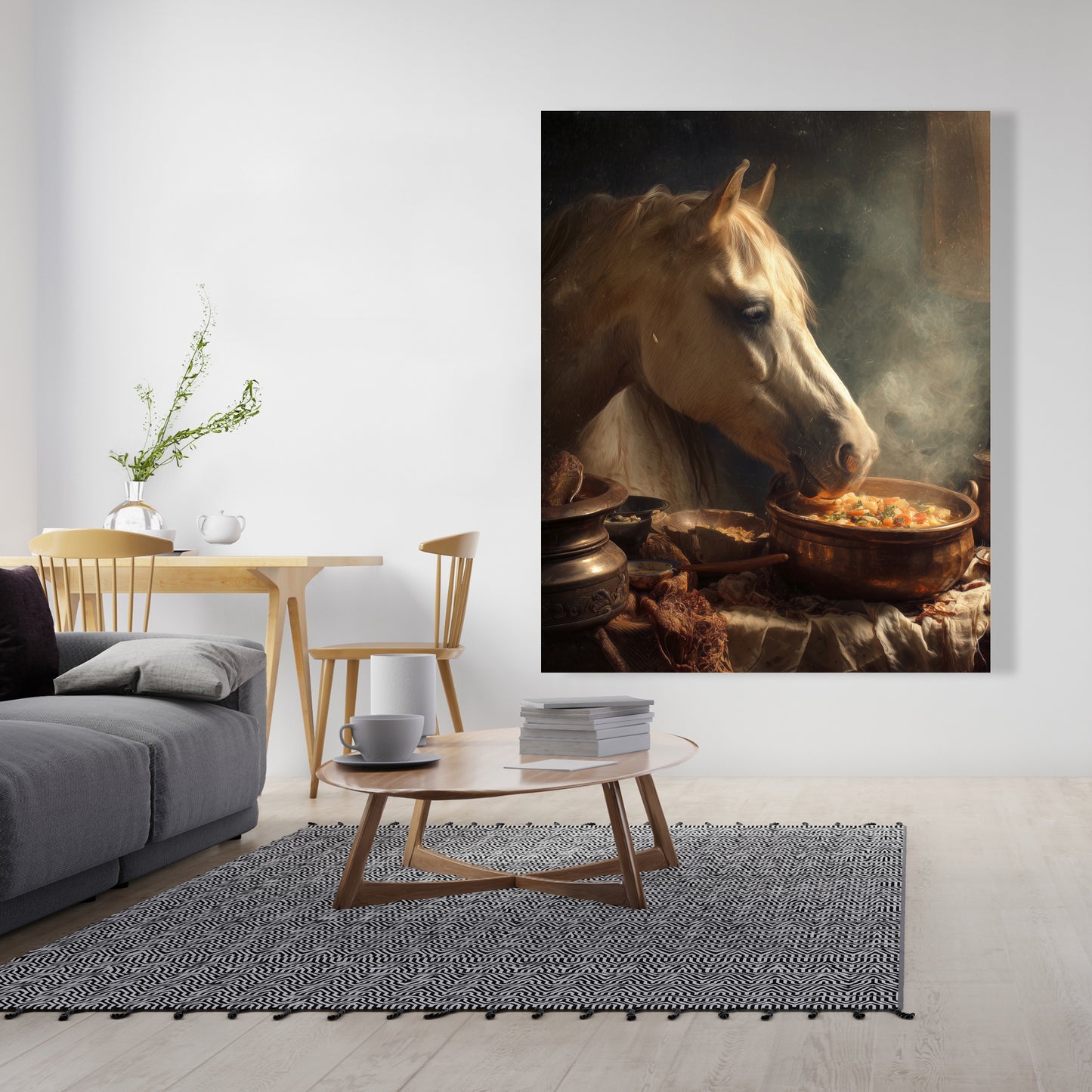 Horse on soup - 24"x24" Canvas