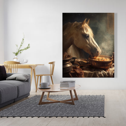 Horse on soup - 24"x24" Canvas