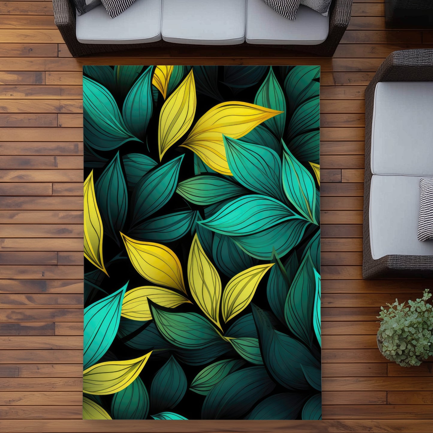 Potent Aroma Turquoise Outdoor Area Rug for Home Decor