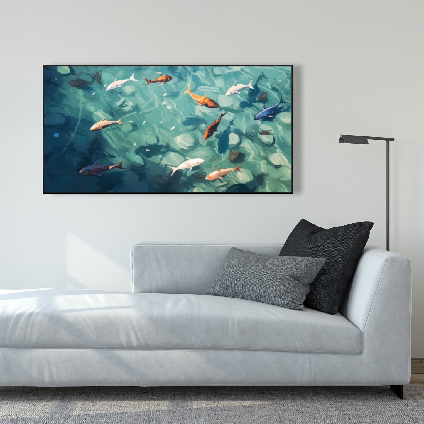 Caustic fish - 36"x36" Framed canvas