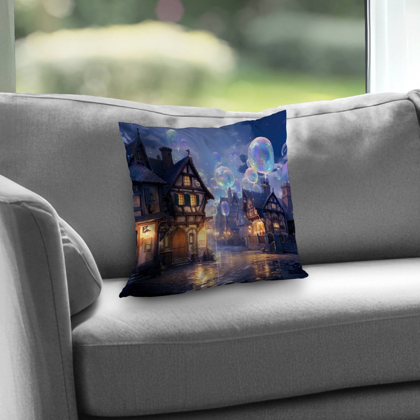 Bloopy town - Throw pillow - Print on demand