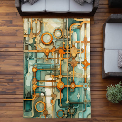 Turns and Bends White Outdoor Area Rug for Home Decor